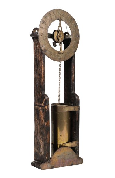 1920s English-Style Water Clock – Oak & Brass – John Barton 1696 Inscription